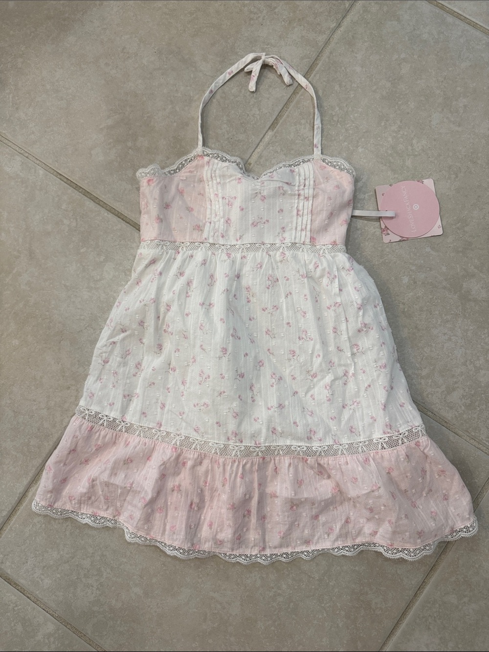 LoveShackFancy x Target Girls Pink and White Floral Halter Sundress